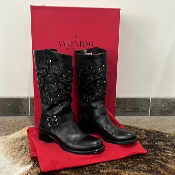 Valentino black embellished leather boots - Picture 1 of 9